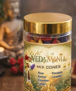 Veda Mania Mix Dhoop Cones – Premium Colour Perfume Incense Cones (Rose, Keshar, Chandan, Lalpari, Pineapple, Lavender)